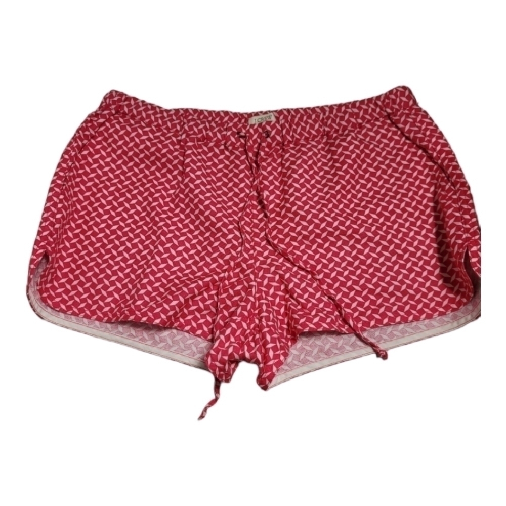 J. Crew Factory Pink Printed Pull-on Style Shorts Medium Linen Cotton